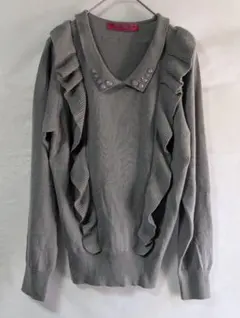 ドーリーガール　アナスイ　フリルニットビジュー付き　グレー　М