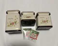 イギリスアンティーク☘️Tala社 キャニスター クリーム&グリーン 3点セット 英国 Tala社】ヴィンテージ風キャニスター 3個セット（小麦粉・砂糖