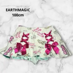 EARTHMAGIC スカパン 100 パフューマフィー柄 レースアップ リボン
