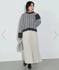 BEAMS HEART変形プリーツロングスカート M