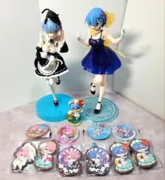 リゼロ レム フィギュア ラム キーホルダー缶バッジ 13点まとめ売り