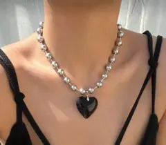 ハート黒ペンダント