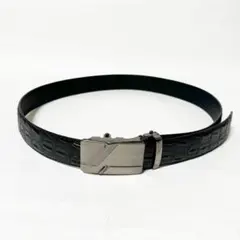 ■押し型クロコダイル合皮レザーベルトブラック/ウエスト80～85㎝位新品A■