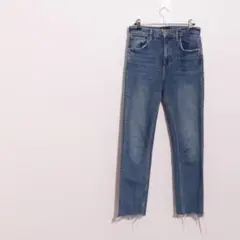 H2153 ZARA ダメージ加工 デニムパンツ カットオフ ブルー レディース