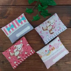 ハンドメイド　⑤ミニポケットティッシュケース4枚セット　ポケットティッシュカバー