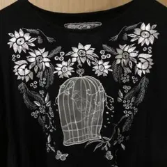 最終値下 is scolar 刺繍黒長袖 袖シフォン重ねカットソー