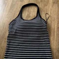 UNIQLO カップ付きホルターネック タンクトップ ボーダー L
