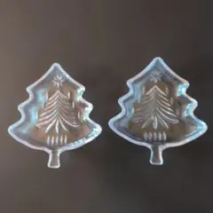クリスマスツリー型 ガラス製小皿 2枚セットのサムネイル