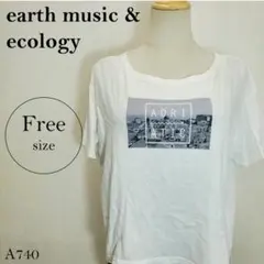 アースミュージック&エコロジー　半袖Ｔシャツ　オーバーサイズ　Ｆ　ホワイト