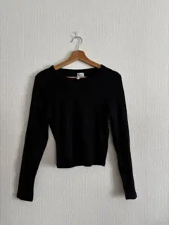 H&M 長袖 リブカットソー ブラック Ｌサイズのサムネイル