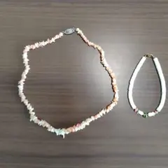 貝殻ピンク 系ネックレスとブレスレット　2点セット　未使用