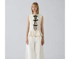 GU rokhコラボ アイボリー ノースリーブ ペプラム L