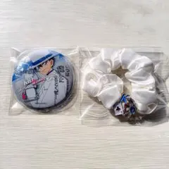 名探偵コナン　ユニバ　USJ　怪盗キッド　缶バッジ/ヘアゴム