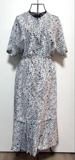 NARACAMICIE ナラカミーチェ サテンフラワー半袖ボウタイブラウス