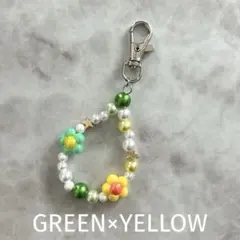 【ビーズストラップ】ハンドメイド パールパステル イニシャル 緑 推し活