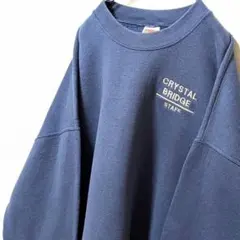 フルーツオブザルームクリスタルブリッジスタッフ刺繍スウェットブルー2XL古着