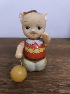 1960's 増田屋 MY KITTY マリをつく猫 ソフビ ブリキ 玩具 昭和