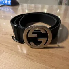 [1月28日まで]GUCCI ブラックレザー ベルト ダブルGロゴ