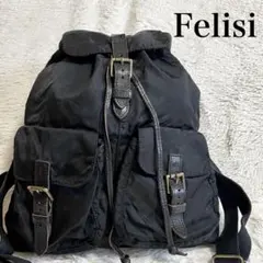 Felisi フェリージ レザー ナイロン バックパック リュック ベルト 黒のサムネイル