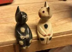 アジアン雑貨 バリ　おすわり　猫　木彫り