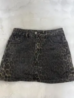 ヒョウ柄デニムミニスカート