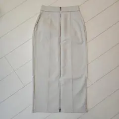 GU 裏フリースフロントジップスカート タイトスカート アイボリー M　フリース