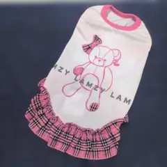 新品　LAMZY 犬服 ワンピース　Sロング ピンク チェック柄　メッシュのサムネイル