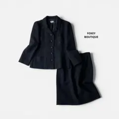 極美品 FOXEY カシミヤ混 スカートセットアップ スーツ 黒 42 - メルカリ