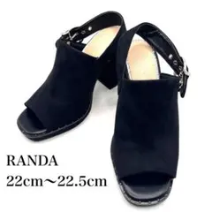 RANDA ランダ サンダル オープントゥ バックストラップ 黒 22.5cm