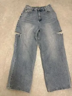 GRLワイドレッグ デニムパンツ カットアウトデザイン Lのサムネイル