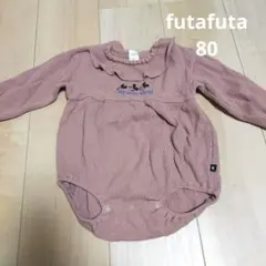 futafuta ミッキー刺繍ロンパース 80 ピンクブラウン