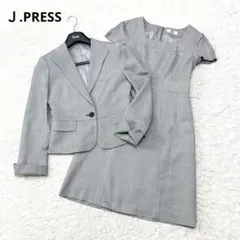 【美品】Ｊ.PRESS ウール レーヨン チェック ワンピース 上下セット 38