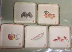 果物デザイン　和紙製　手描き小皿　5枚セット