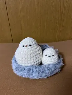ギフト　編み物シマエナガぬいぐるみセット 大小