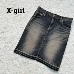 X-girl エックスガール デニムスカート タイト ストレッチ ブラック M