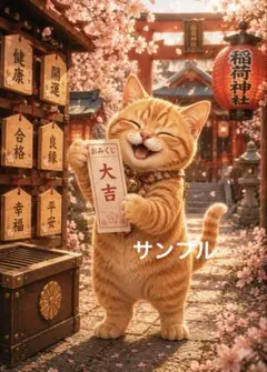【一作限り】大吉を引き当てた茶トラ猫｜開運猫アート L726 茶トラ 一作限り】大吉を引き当てた茶トラ猫｜開運猫アート L726 茶トラ