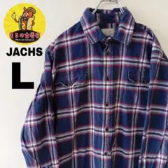 USA古着 JACHS　ヘビーネルシャツL　ネイビーレッド　チェック