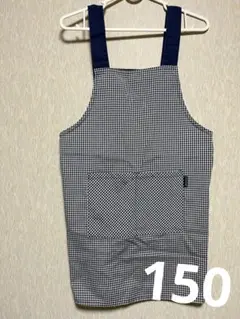チェック柄エプロン ネイビーとホワイト