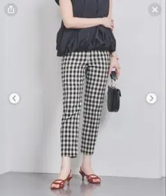 新品タグ付き UNITED ARROWS シャイニーギンガムチェックパンツ 34のサムネイル