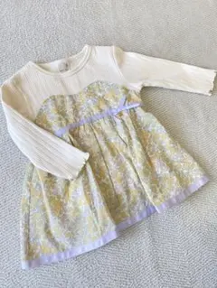 petit main 花柄切替チュニック 80 長袖 トップス