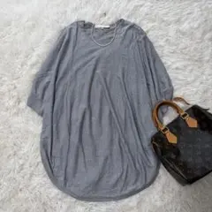 美品　自由区　ドルマンニット　シルク100% グレーのサムネイル