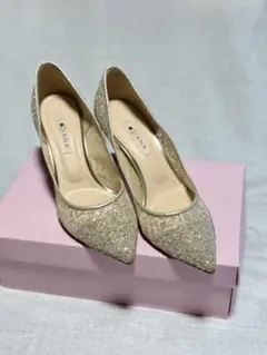 【美品】DIANA グリッター　チュール　パンプス　ウエディング　ブライダル