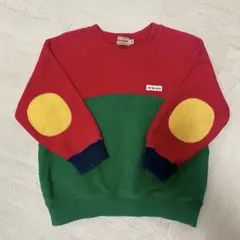 ミキハウス MIKI HOUSE バッグロゴ トレーナー 長袖 赤緑 100cm