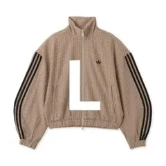 adidas チェック トラックトップ ベージュ Lサイズ