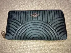 希少✨未使用級✨COACH コーチ 長財布 キルティング ブラック レザー COACH】コーチ キルティングレザー スタッズ ダイヤモンド