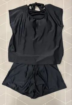 体型カバー水着 レディース M ブラック 2点セット ラッシュガード