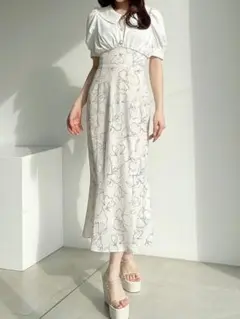 RESEXXY パフスリーブマーメイドワンピース(ホワイト)