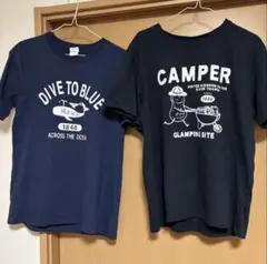 プリントTシャツ 2枚セット ネイビー&濃紺