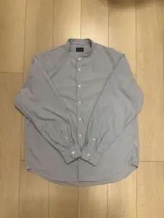 UNITED ARROWS GLR バンドカラーシャツ M ブルー ストライプ