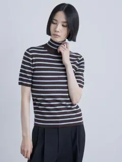 MIESROHE（ミースロエ）ハーフスリーブカラーボーダーNT　ブラウンのサムネイル